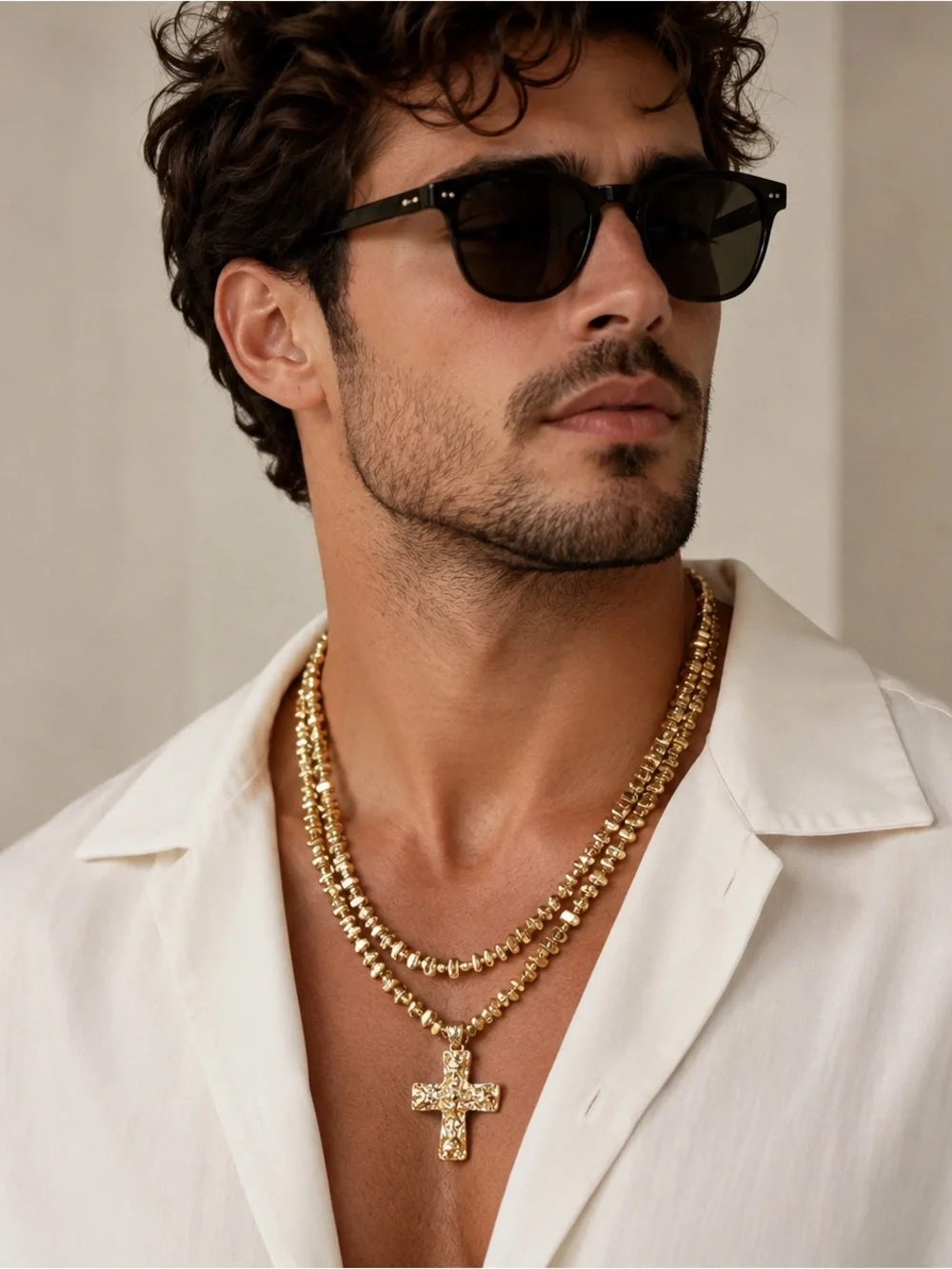 Gold-Tone Layered Cross Necklace Set